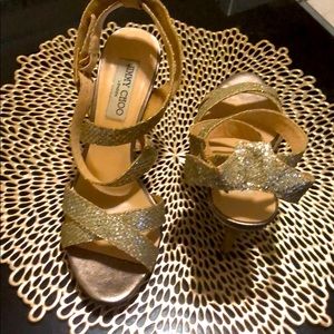 Jimmy Choo Gold Open Toe Heels